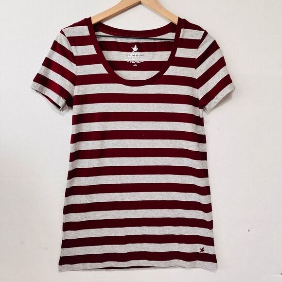 Aerie Gray And Maroon Striped Top   Sz M   NWOT - Picture 1 of 4
